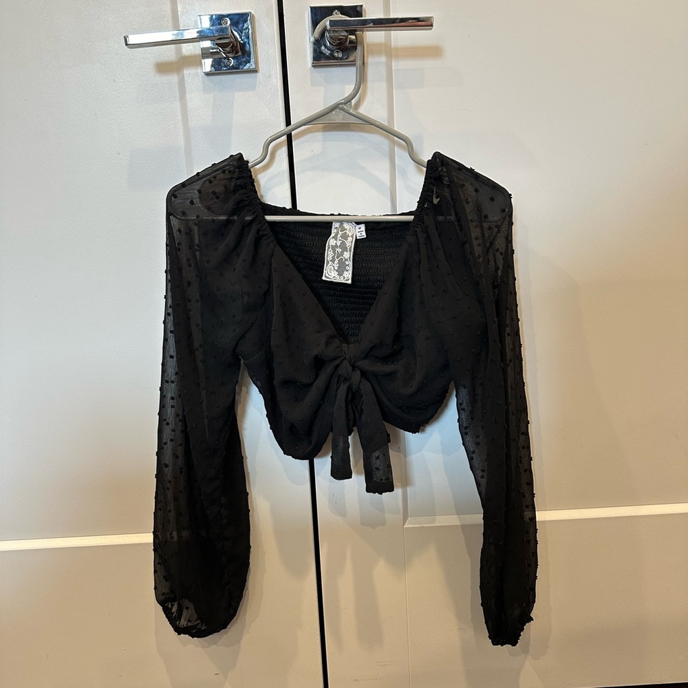 Black Polkadot Mesh Longsleeve